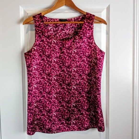 Ann Taylor Magenta Abstract Print Sleeveless Silk Top - Picture 1 of 4